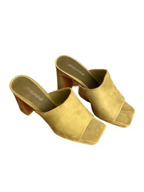 Jeffrey Campbell Caviar Green Suede Open-Toe Block Heel Mules